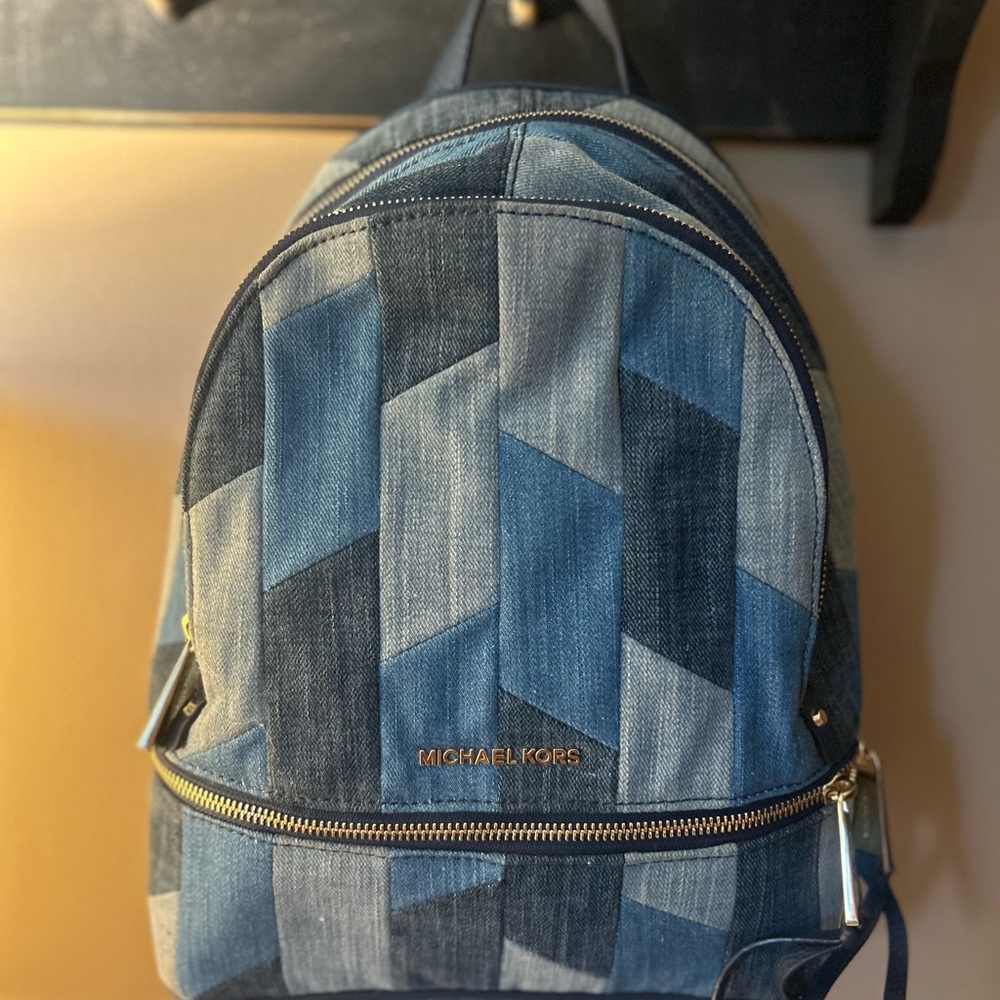 Michael Kors Patchwork Denim Backpack in Mixed Blue Tones